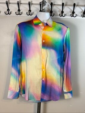 Bruce Glen Rainbow Gradient Long-Sleeve Button-Down Shirt Size Small